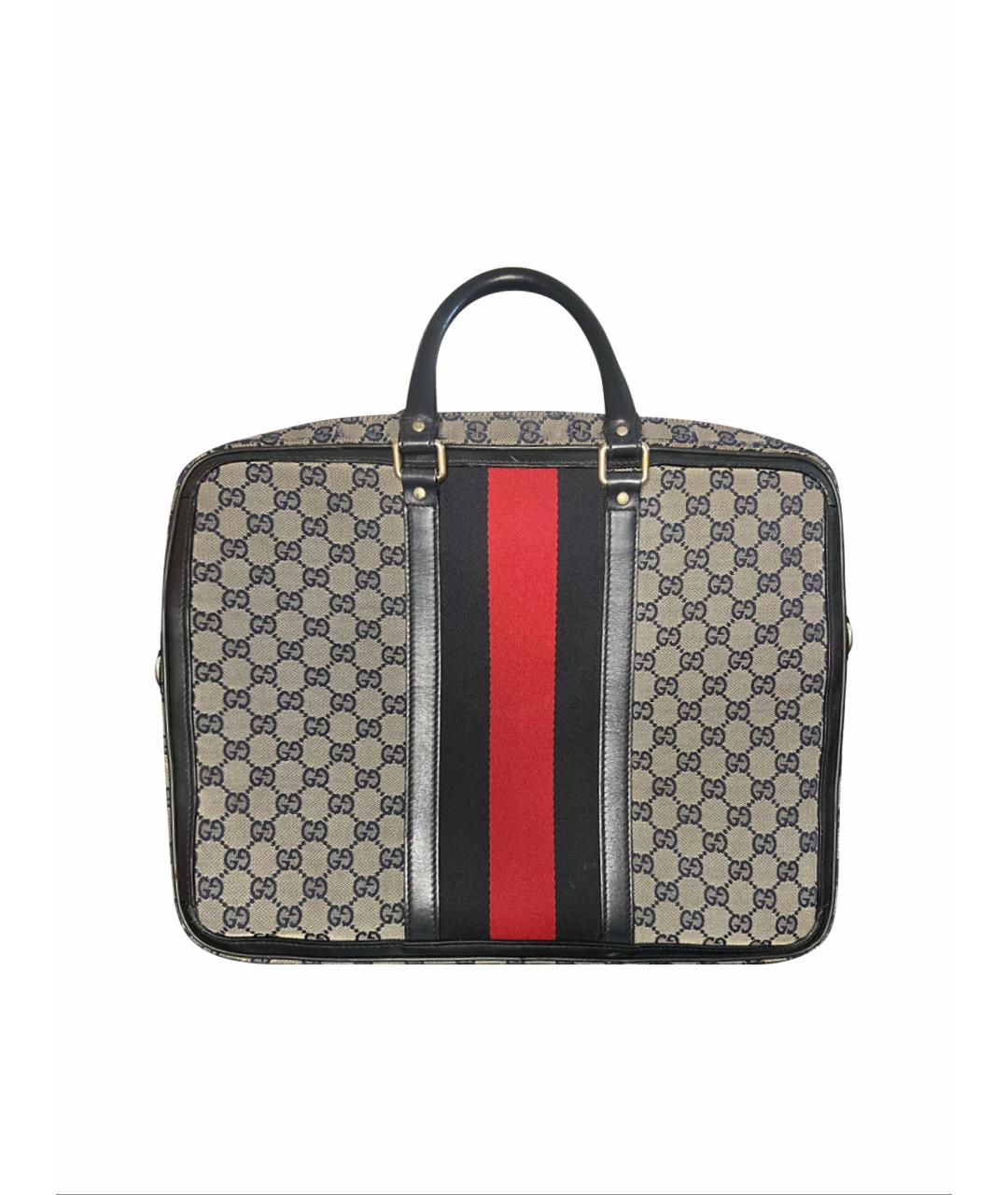 GUCCI Бежевый портфель из канвы, фото 1