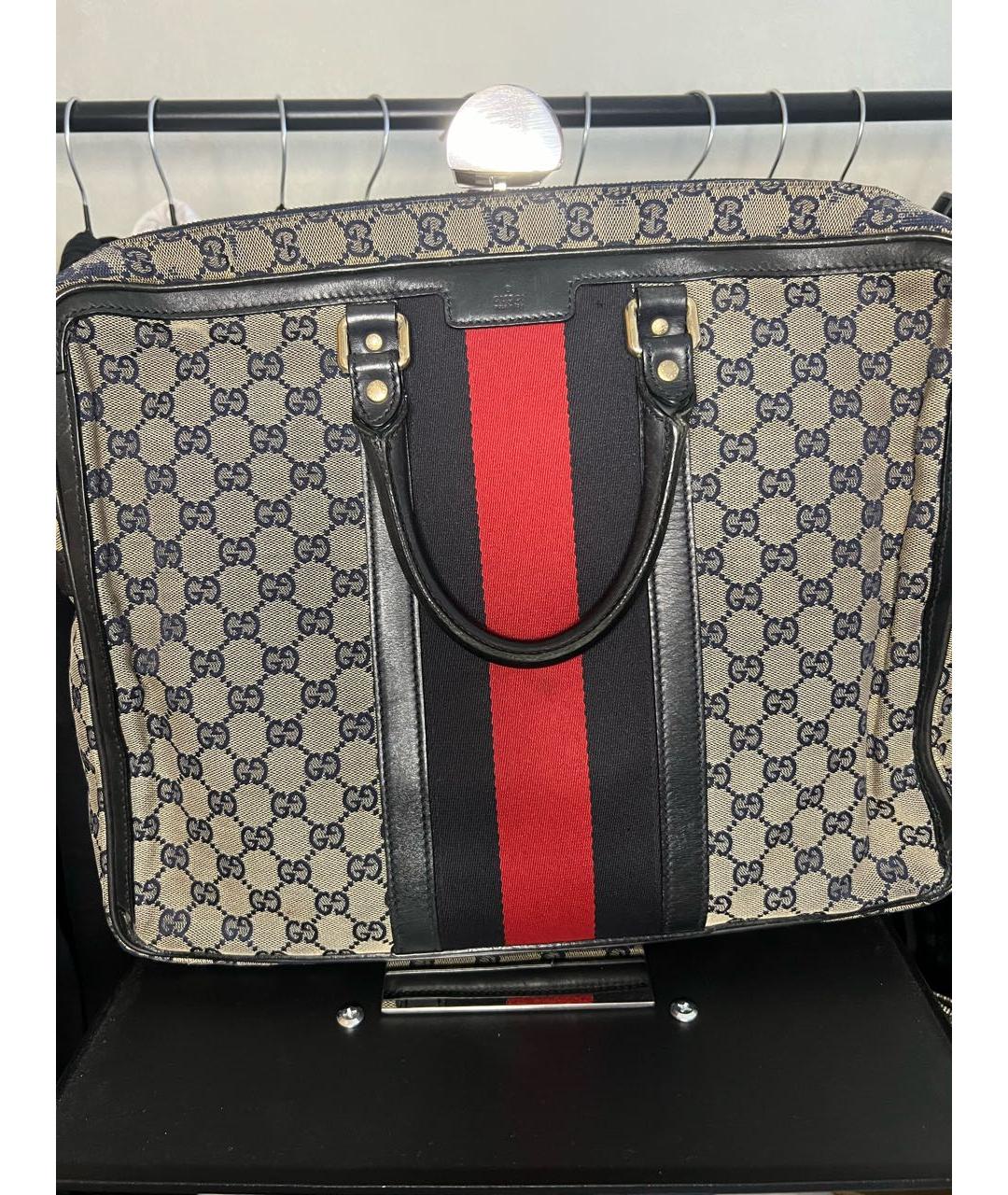 GUCCI Бежевый портфель из канвы, фото 2