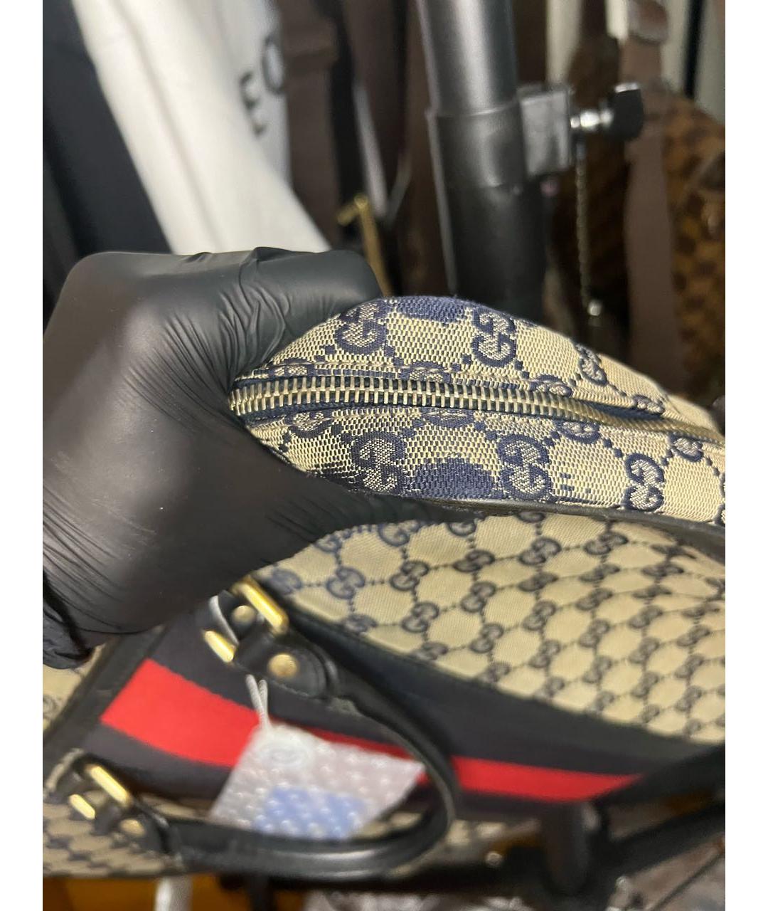 GUCCI Бежевый портфель из канвы, фото 6