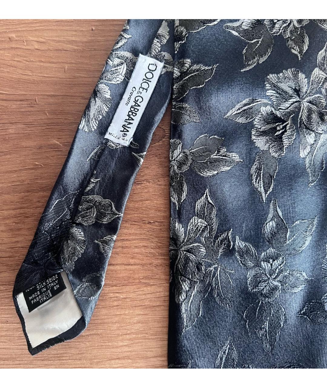 DOLCE&GABBANA Антрацитовый шелковый галстук, фото 2