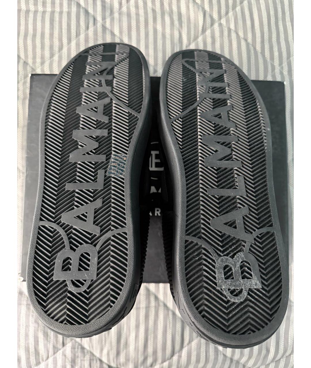 BALMAIN Черные кожаные низкие кроссовки / кеды, фото 5