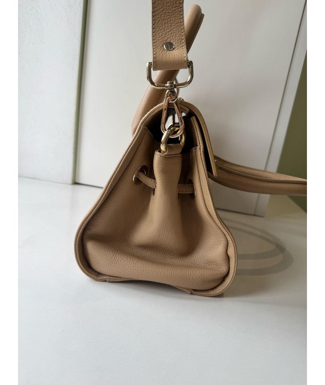 JIMMY CHOO Бежевая кожаная сумка с короткими ручками, фото 3