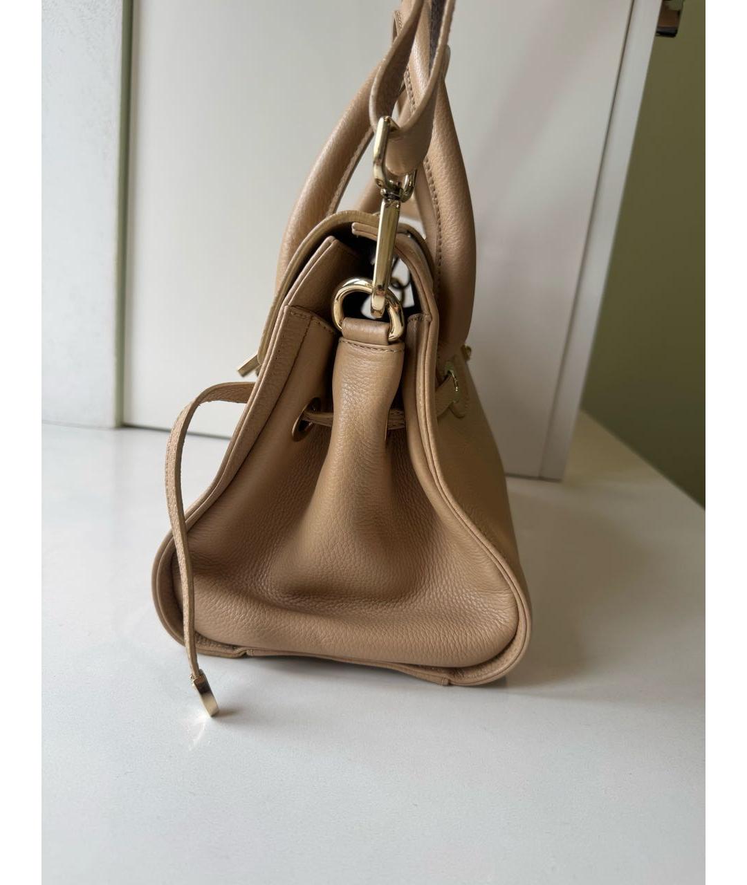 JIMMY CHOO Бежевая кожаная сумка с короткими ручками, фото 2