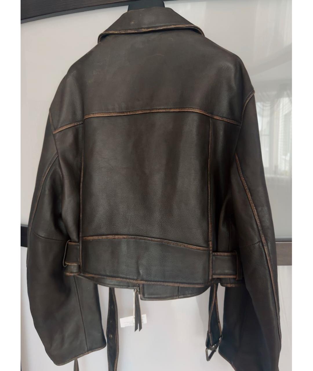 WEEKEND MAX MARA Коричневая кожаная куртка, фото 2