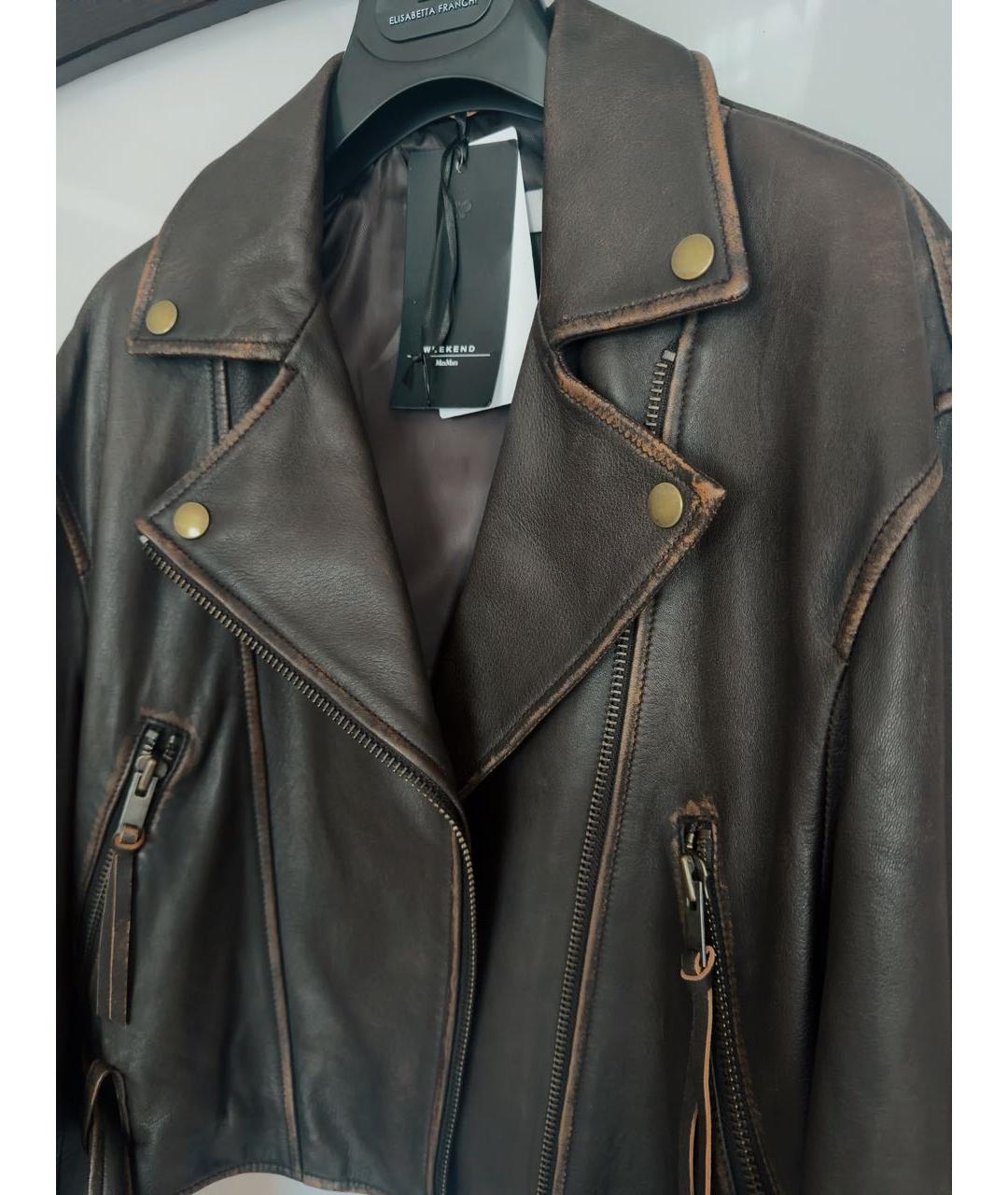 WEEKEND MAX MARA Коричневая кожаная куртка, фото 3