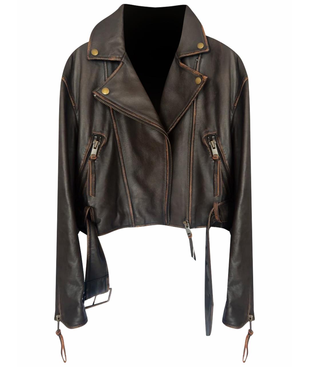 WEEKEND MAX MARA Коричневая кожаная куртка, фото 1