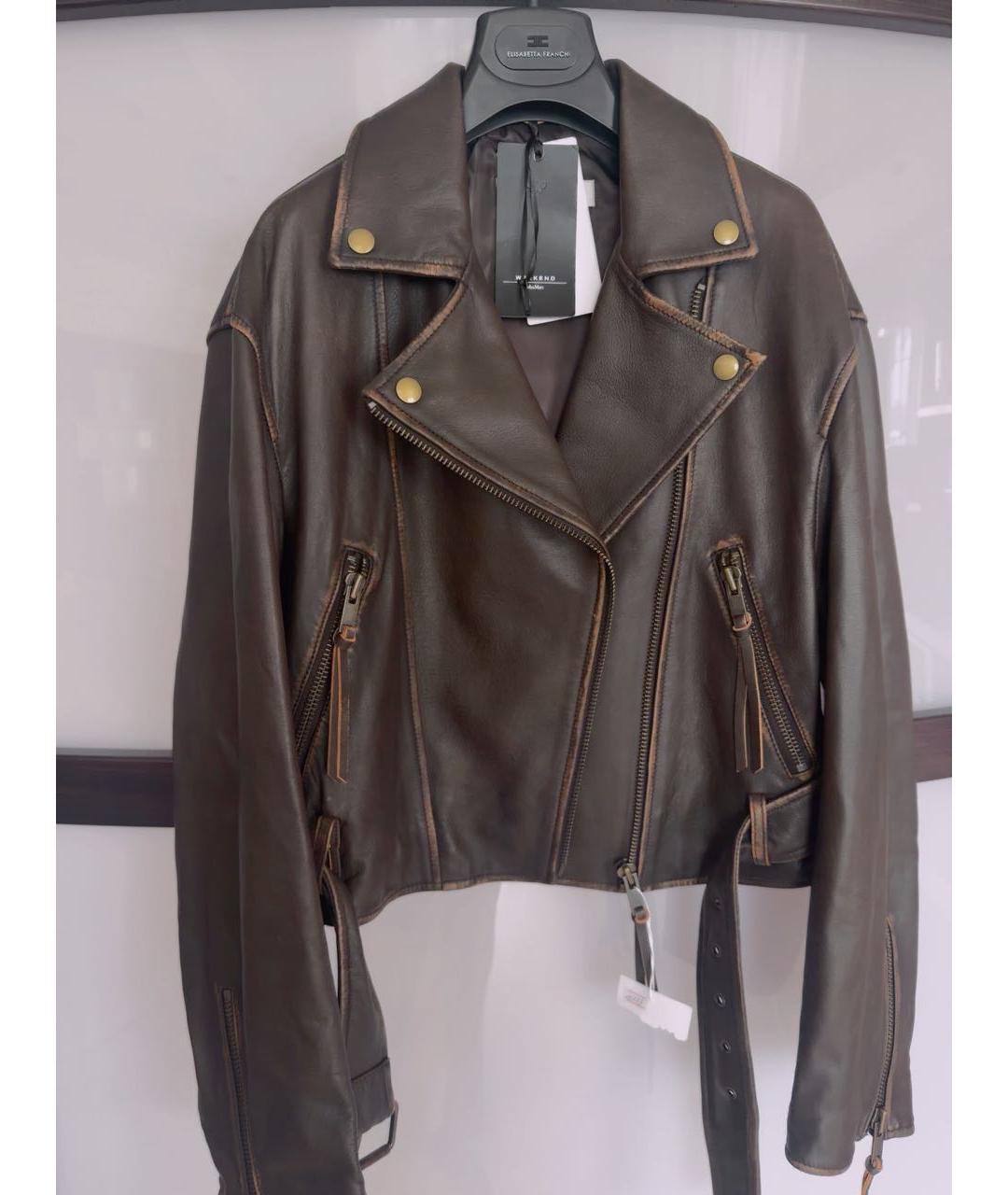 WEEKEND MAX MARA Коричневая кожаная куртка, фото 6