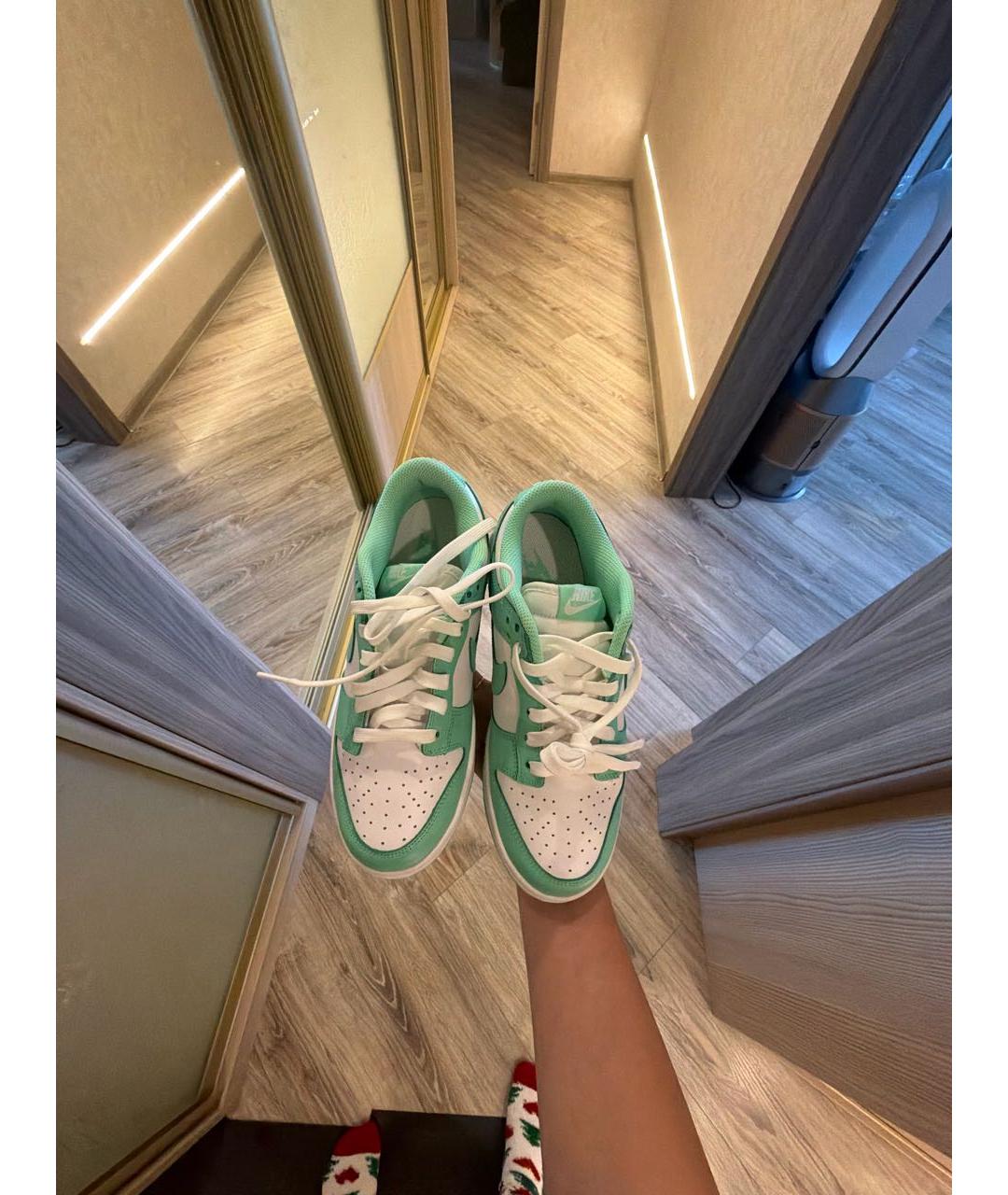 NIKE Салатовые кеды из искусственной кожи, фото 3