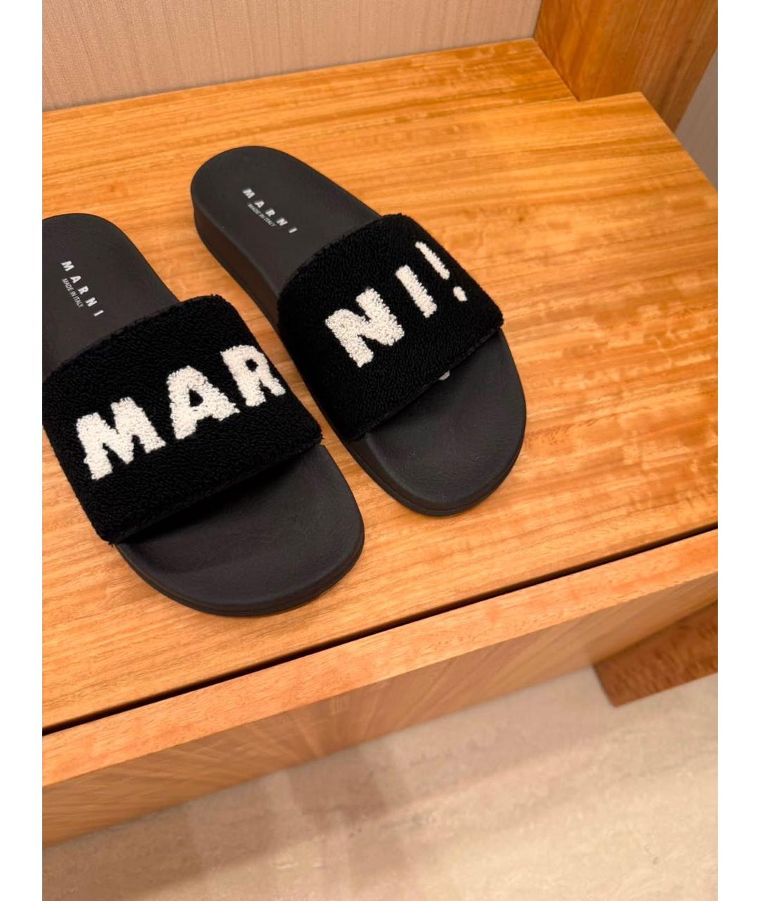 MARNI Черные шлепанцы, фото 6