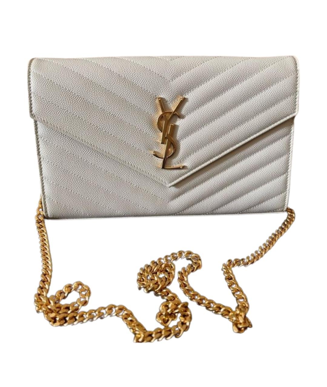 SAINT LAURENT Бежевая кожаная сумка через плечо, фото 1