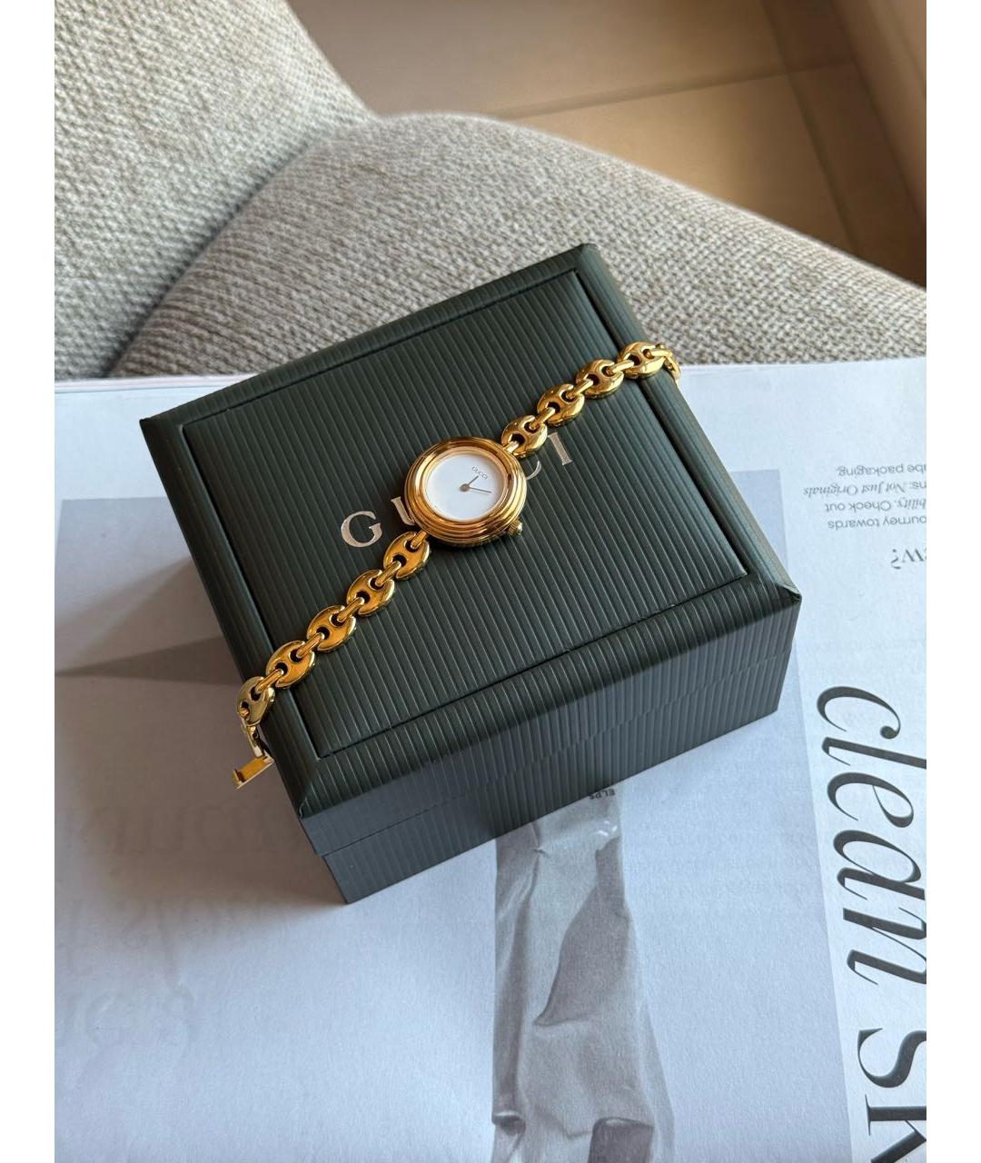GUCCI Золотые стальные часы, фото 4
