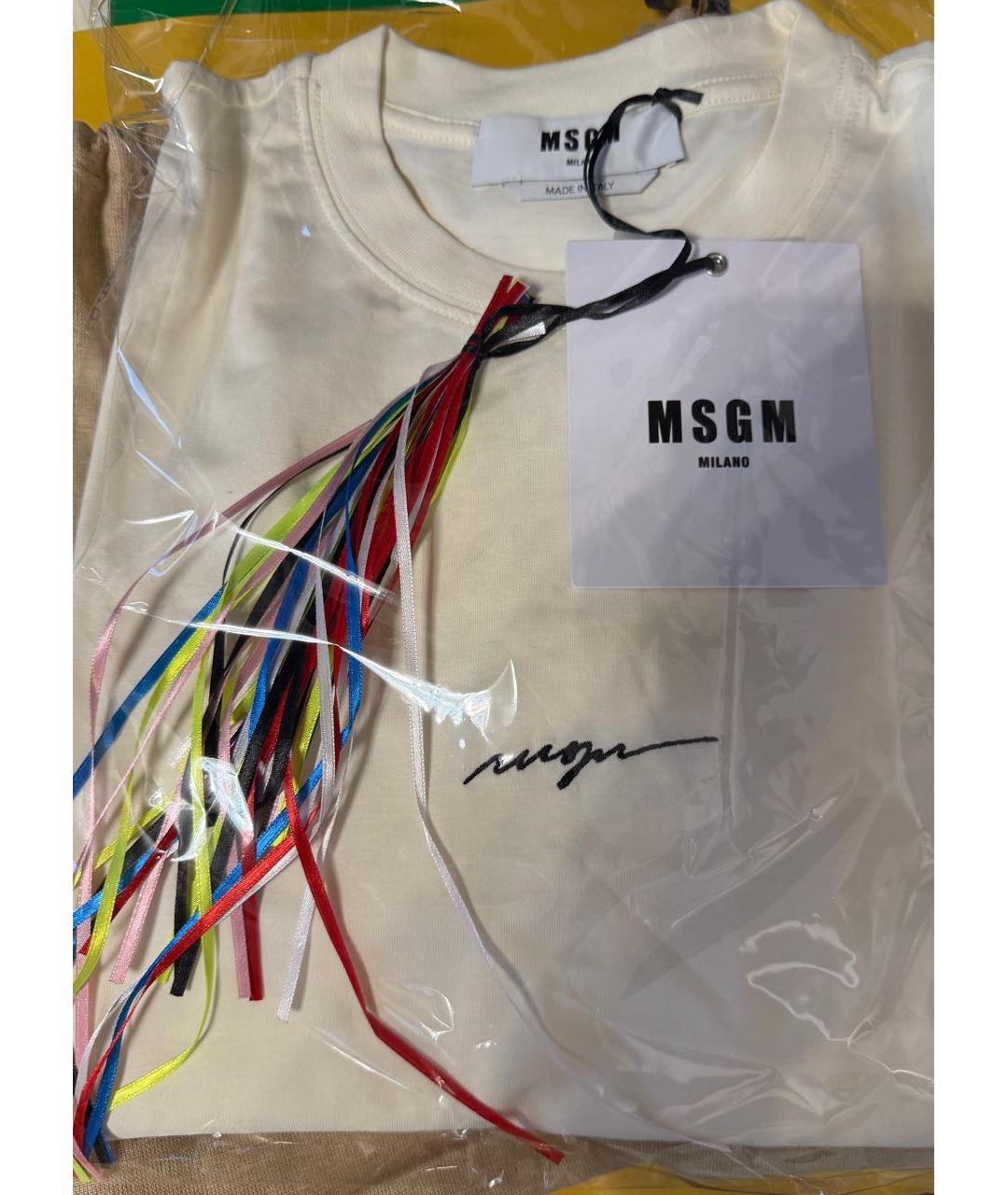 MSGM Бежевая хлопковая футболка, фото 4