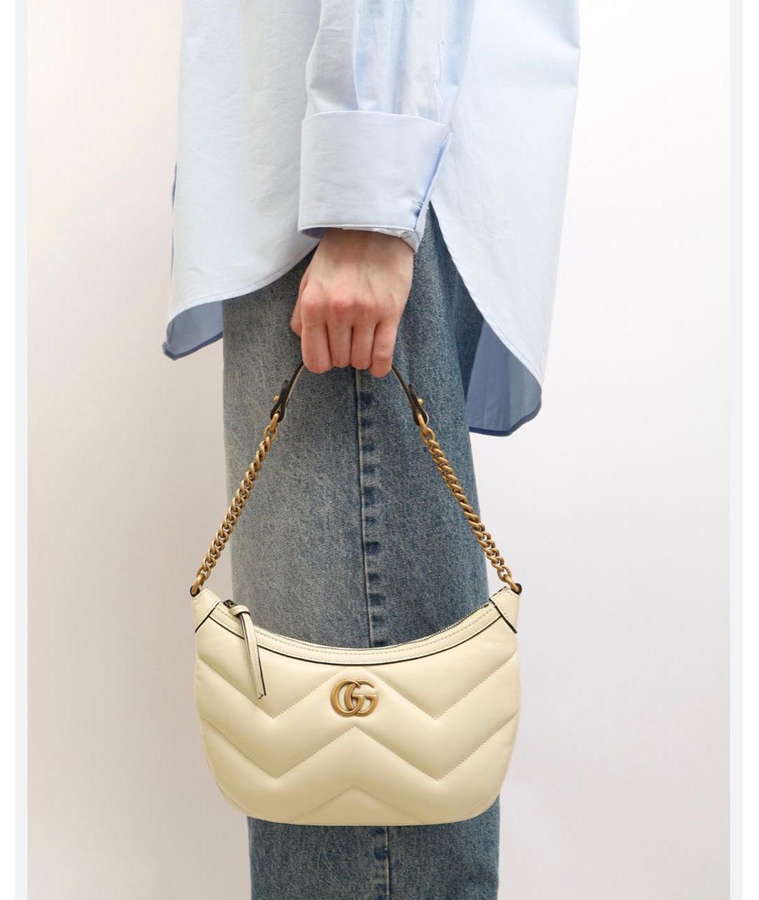 GUCCI Бежевая кожаная сумка через плечо, фото 2