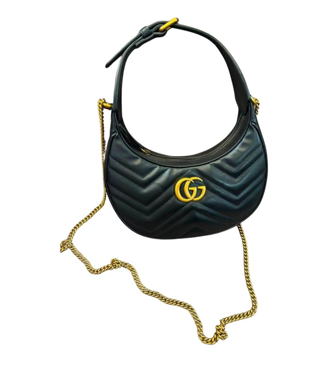 GUCCI Черная кожаная сумка с короткими ручками, фото 1