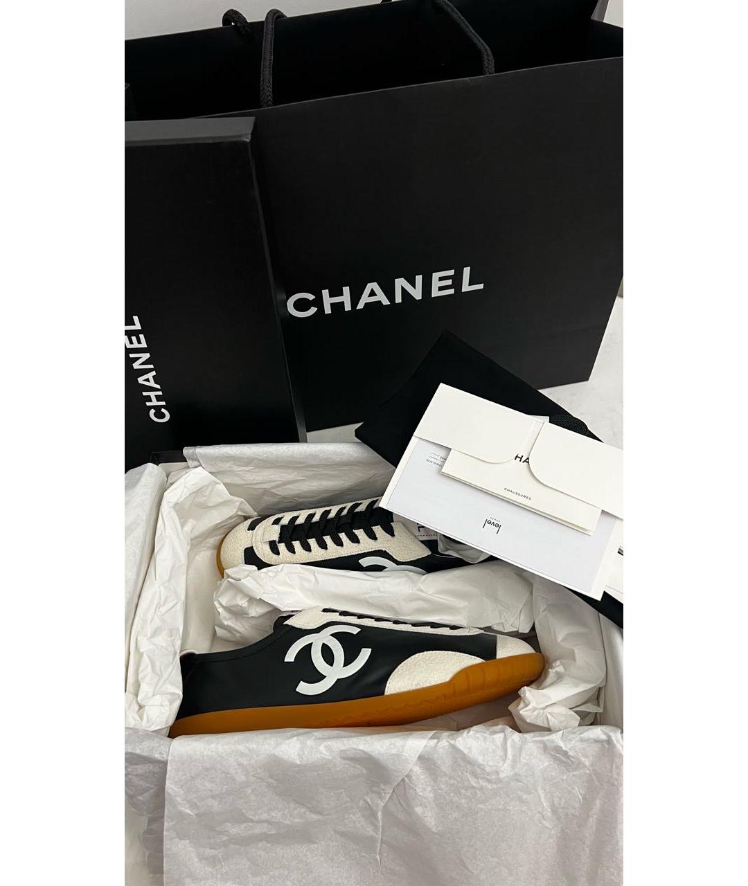 CHANEL Черные кожаные кеды, фото 4