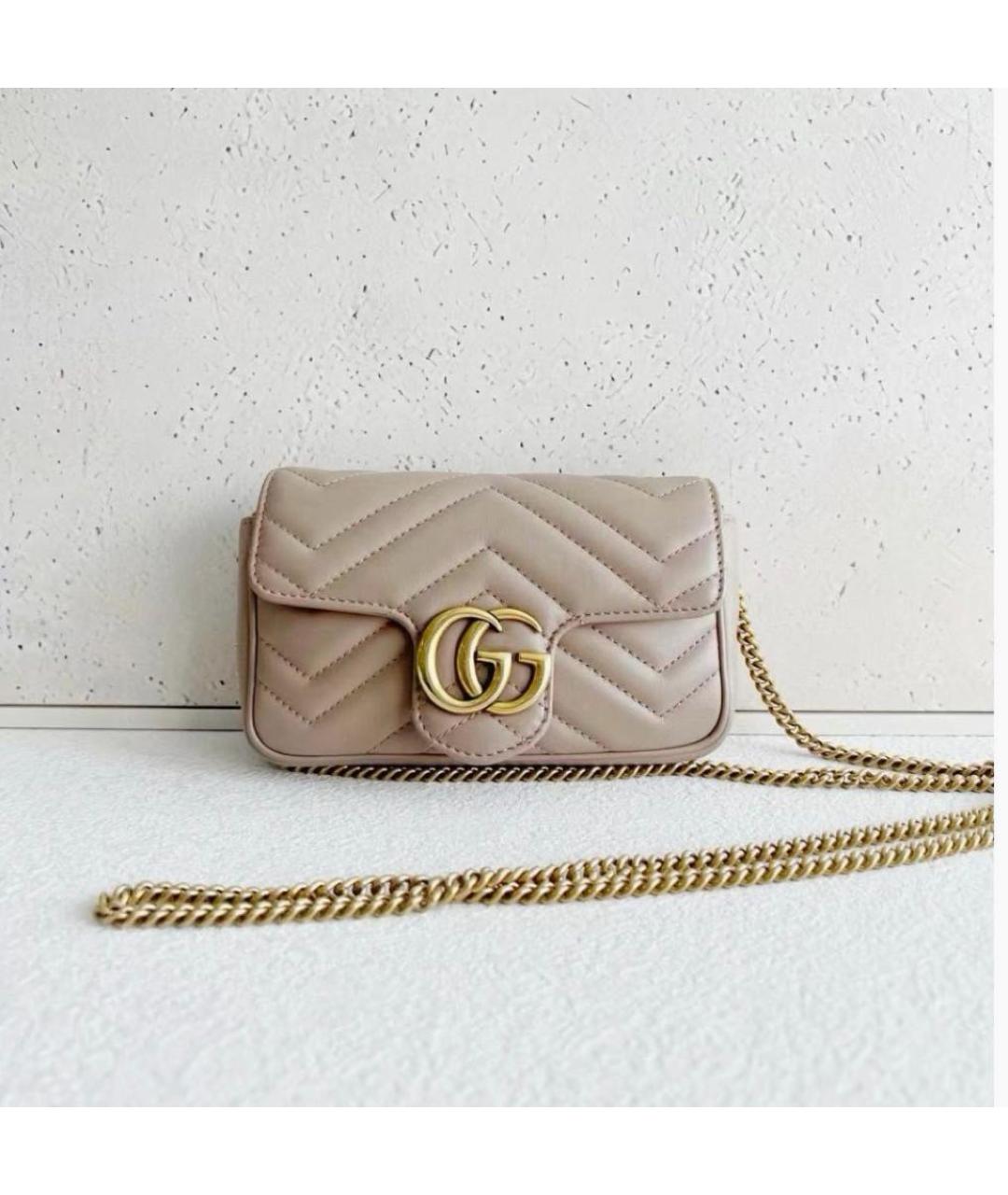 GUCCI Бежевая кожаная сумка через плечо, фото 2