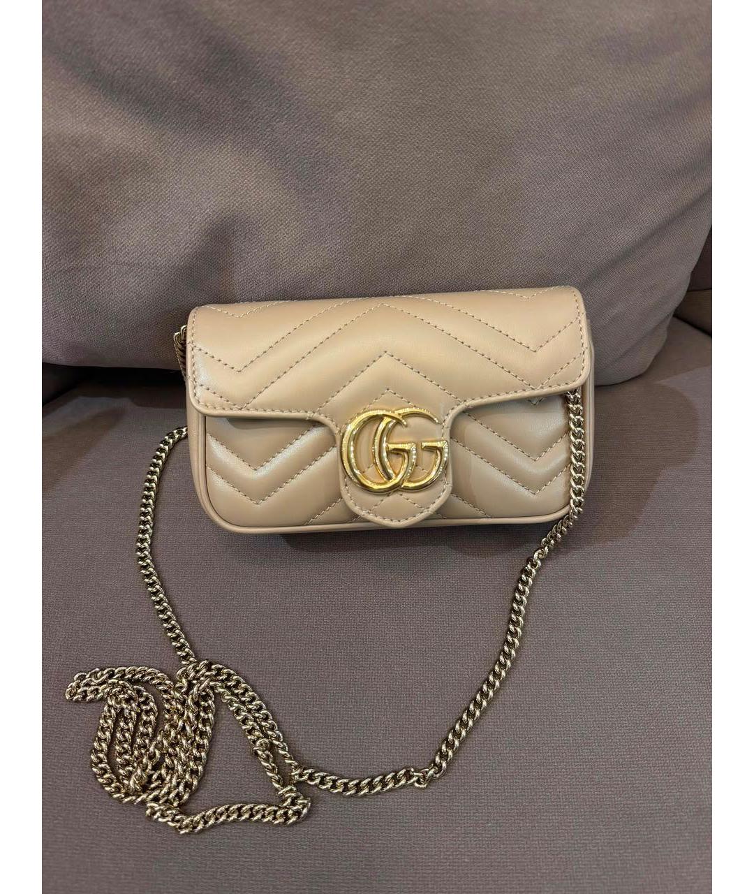 GUCCI Бежевая кожаная сумка через плечо, фото 3