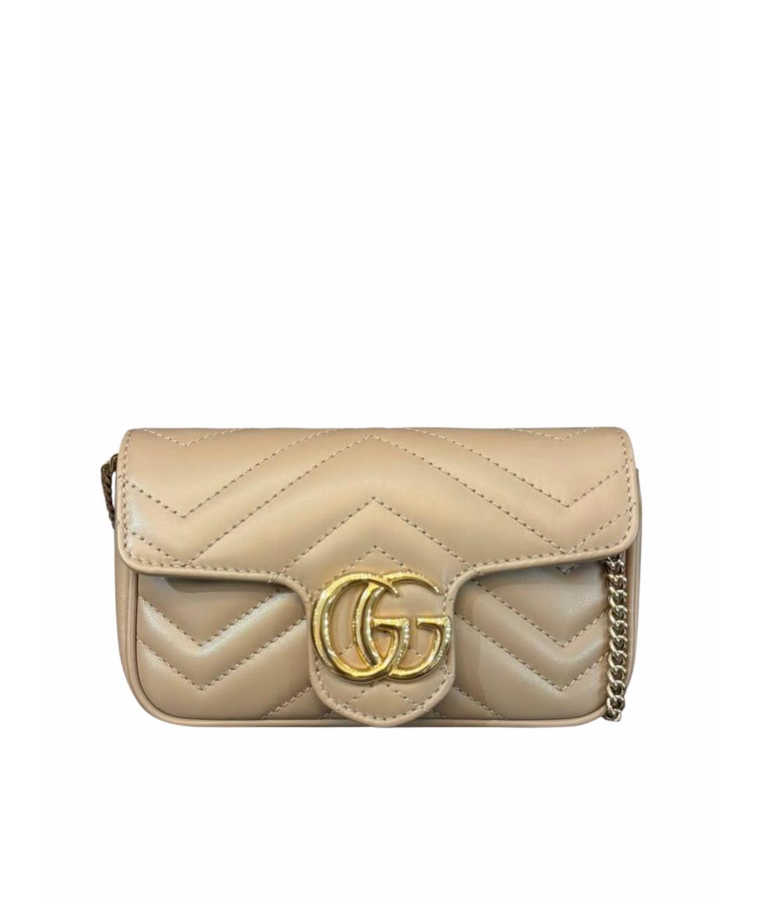 GUCCI Бежевая кожаная сумка через плечо, фото 1