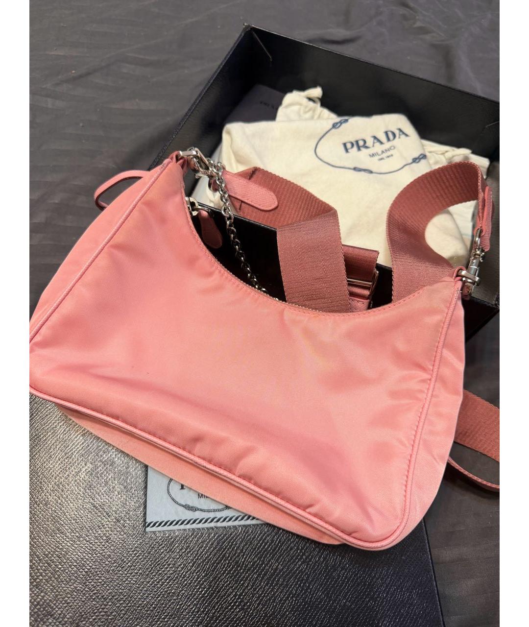 PRADA Розовая нейлоновая сумка через плечо, фото 3