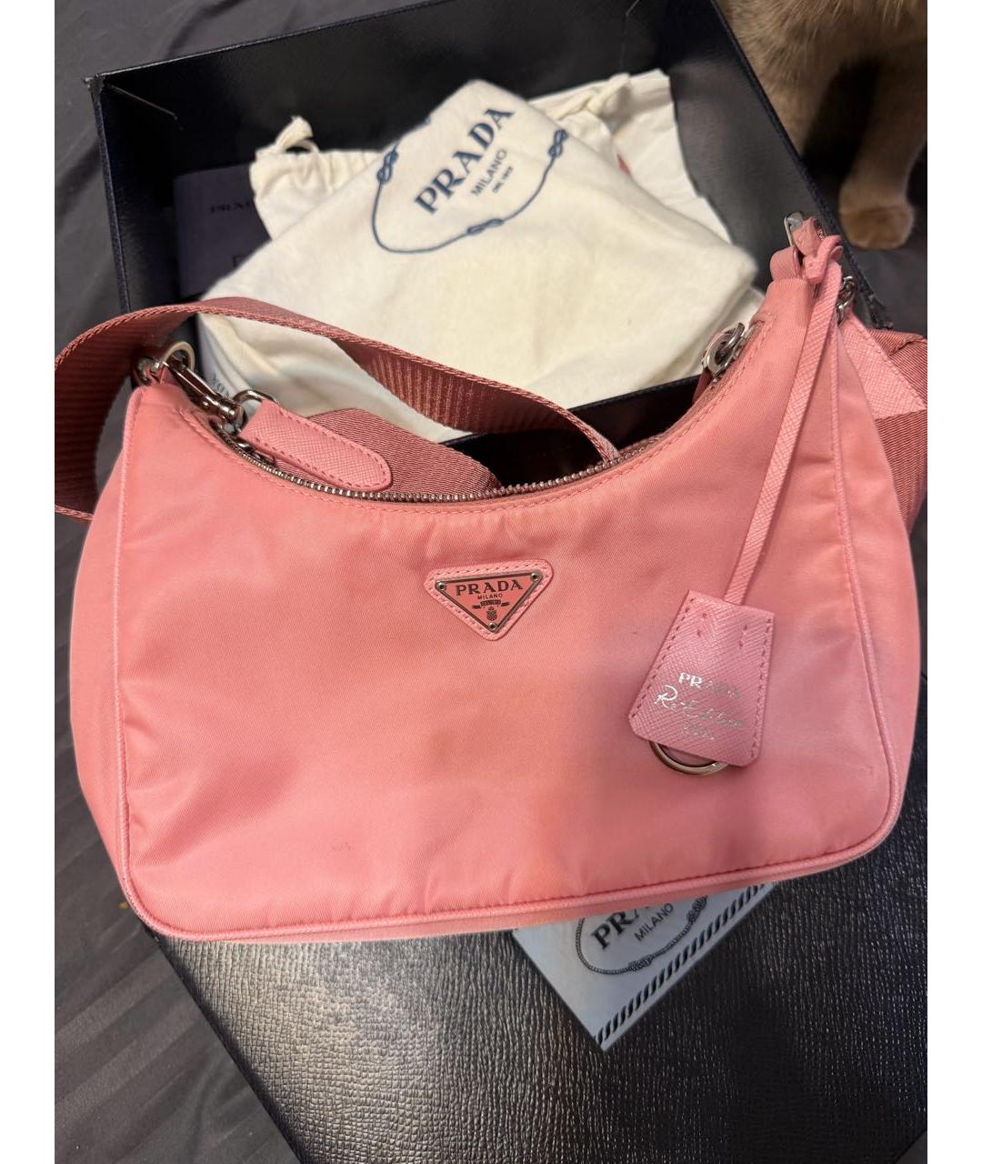 PRADA Розовая нейлоновая сумка через плечо, фото 2