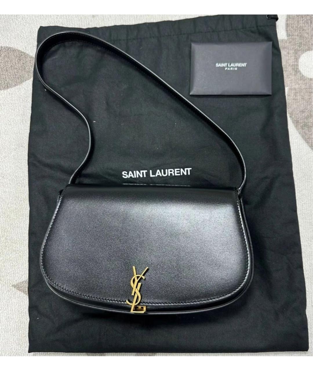SAINT LAURENT Черная кожаная сумка с короткими ручками, фото 5