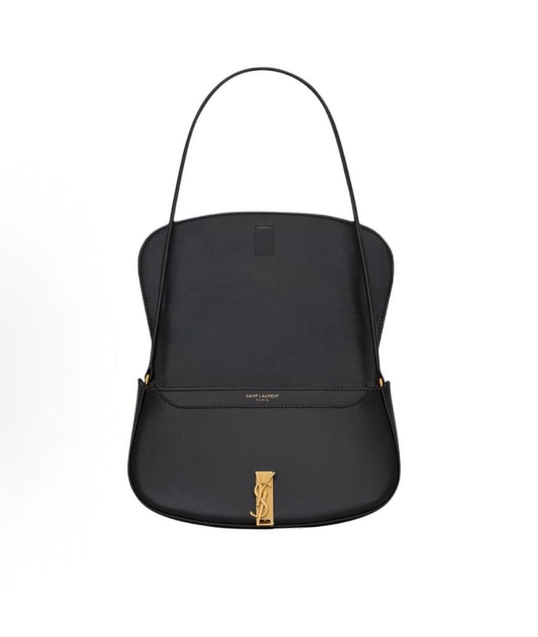 SAINT LAURENT Черная кожаная сумка с короткими ручками, фото 3