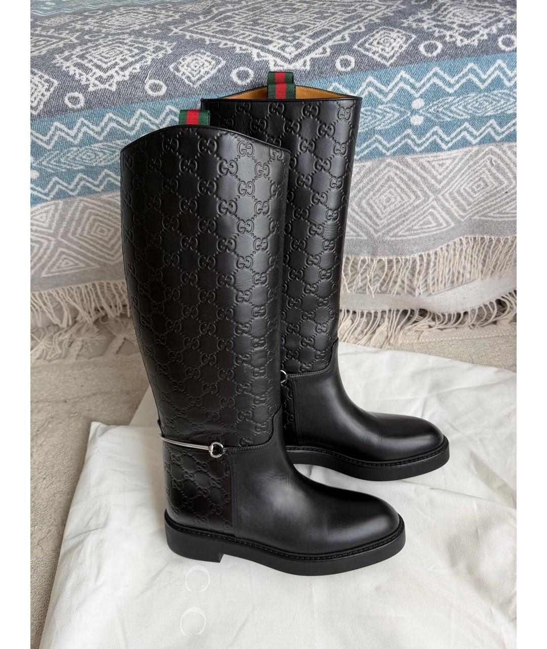 GUCCI Черные кожаные сапоги, фото 5