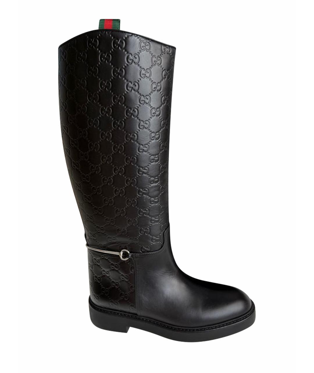 GUCCI Черные кожаные сапоги, фото 1