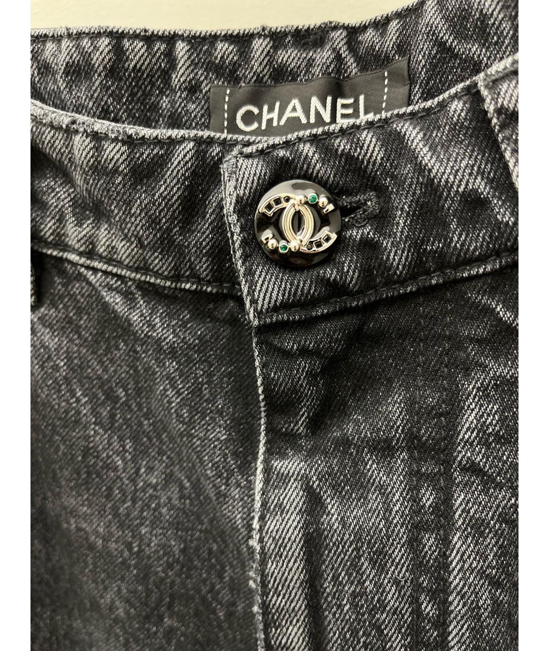 CHANEL Черные хлопковые прямые джинсы, фото 4