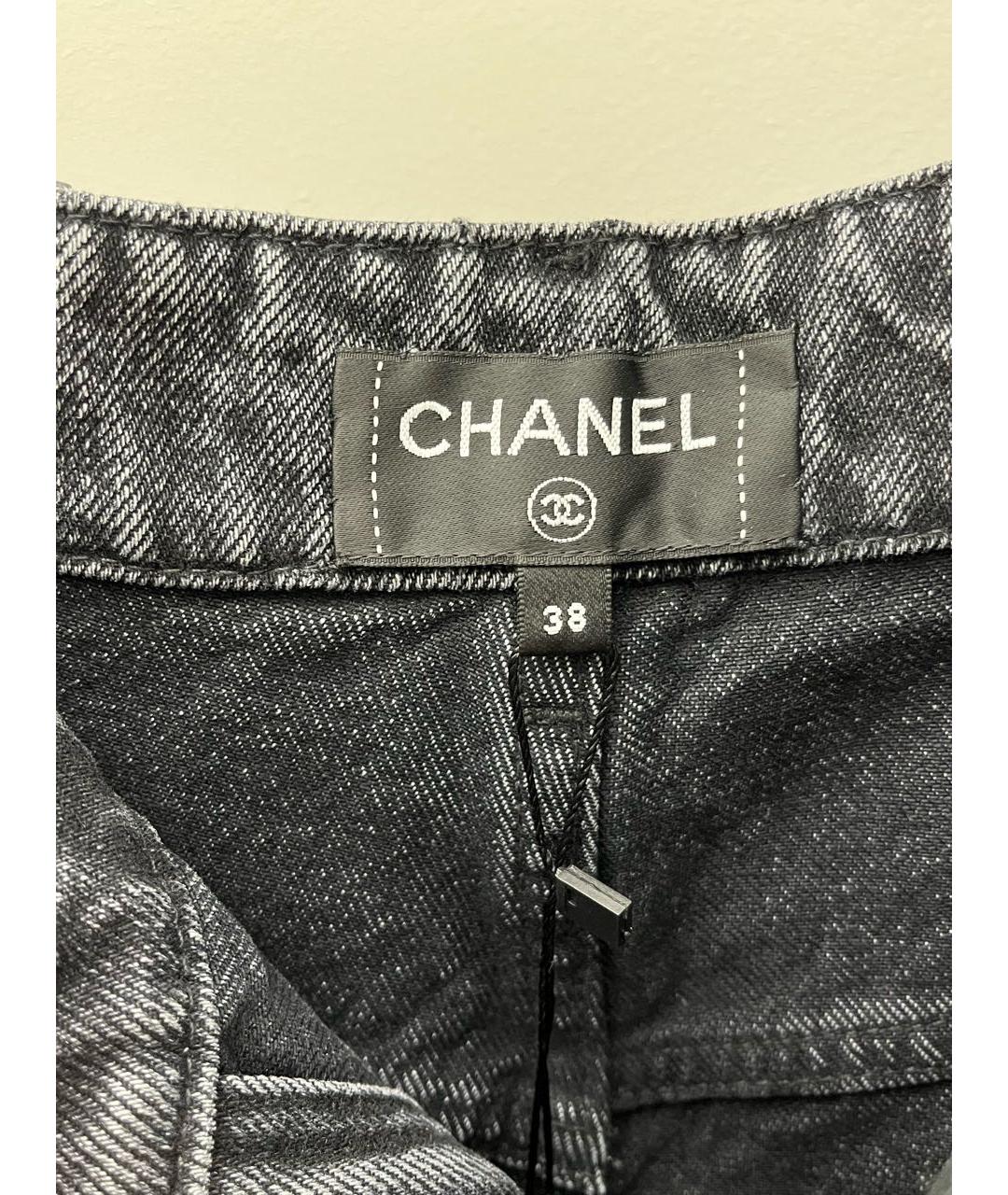 CHANEL Черные хлопковые прямые джинсы, фото 3