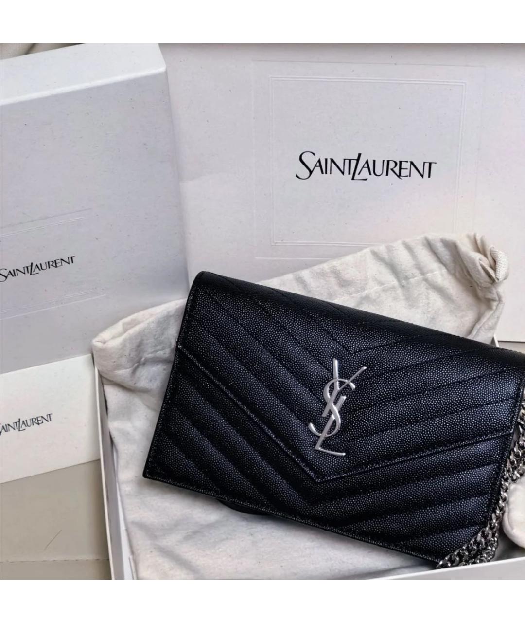 SAINT LAURENT Черная кожаная сумка через плечо, фото 5
