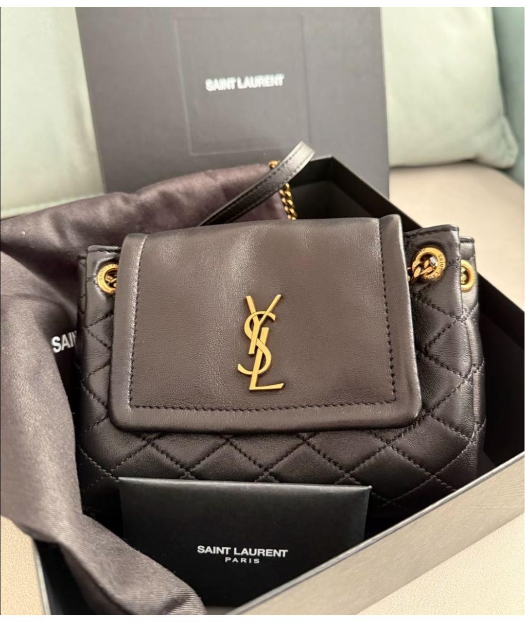 SAINT LAURENT Черная кожаная сумка через плечо, фото 5