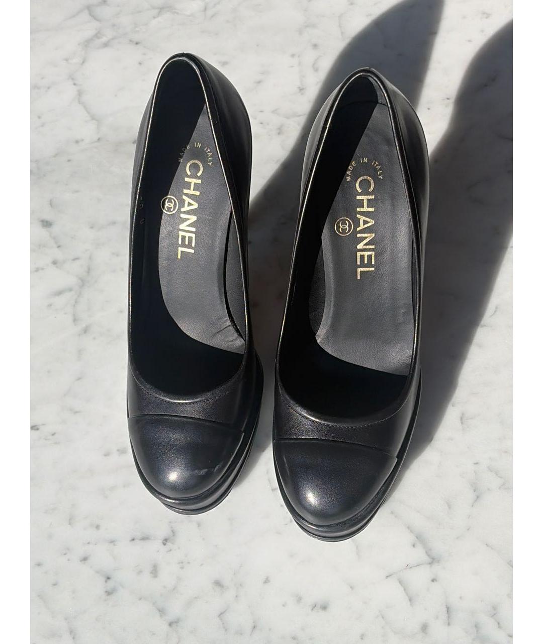CHANEL Черные кожаные туфли, фото 4