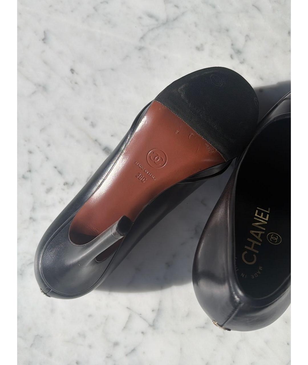 CHANEL Черные кожаные туфли, фото 5