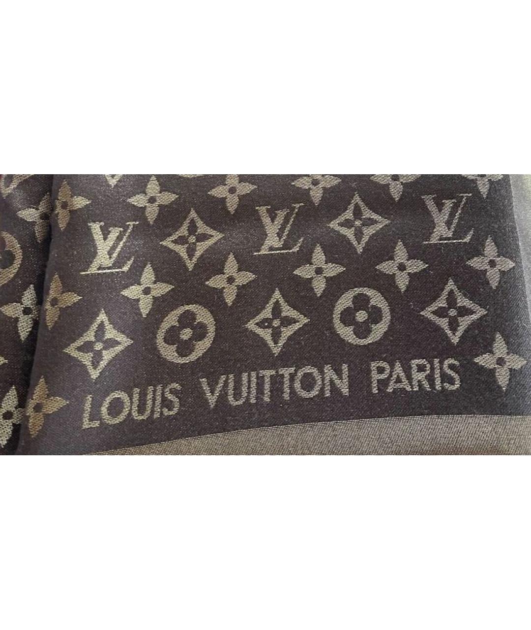 LOUIS VUITTON Коричневый шелковый платок, фото 2