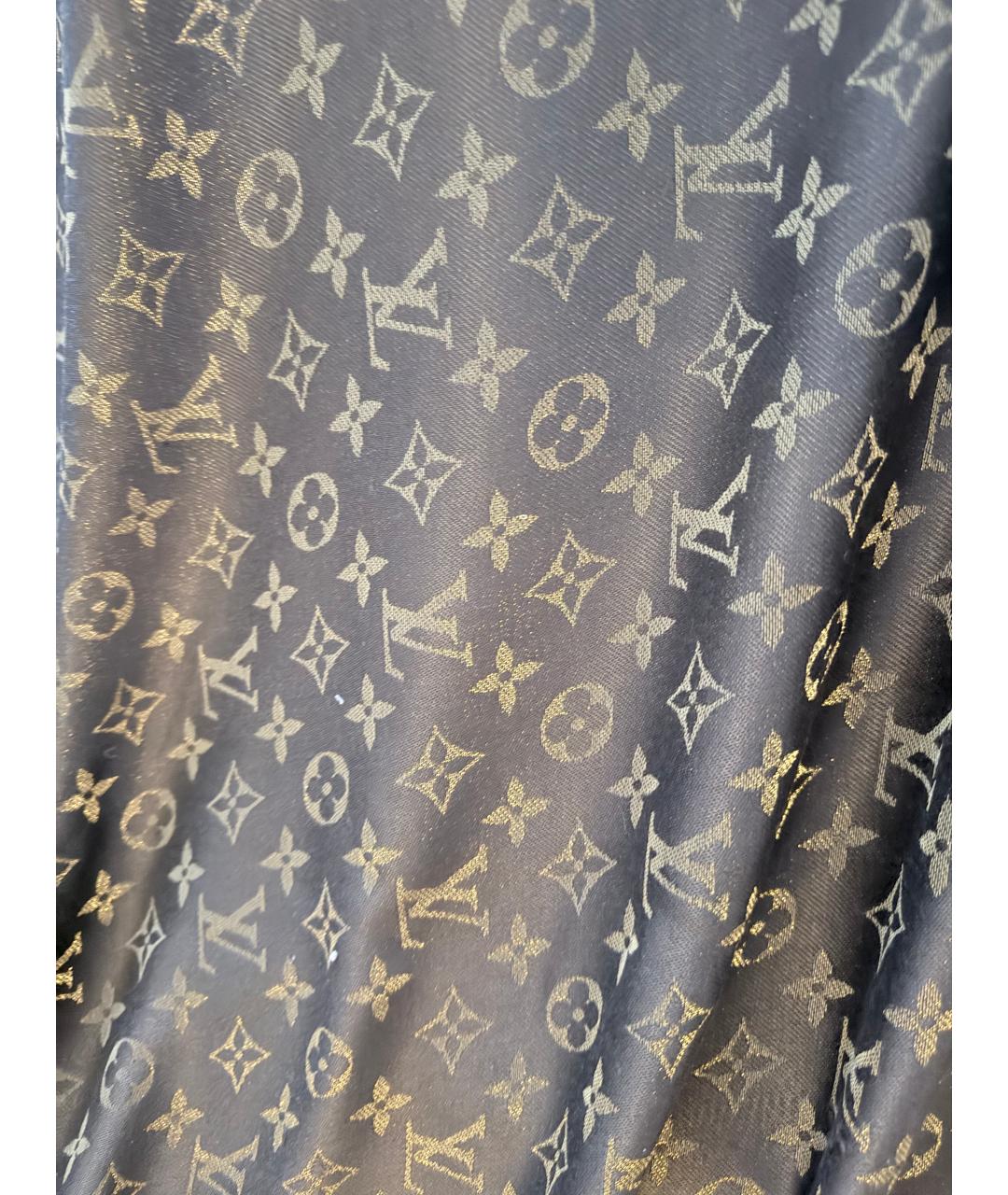 LOUIS VUITTON Коричневый шелковый платок, фото 3