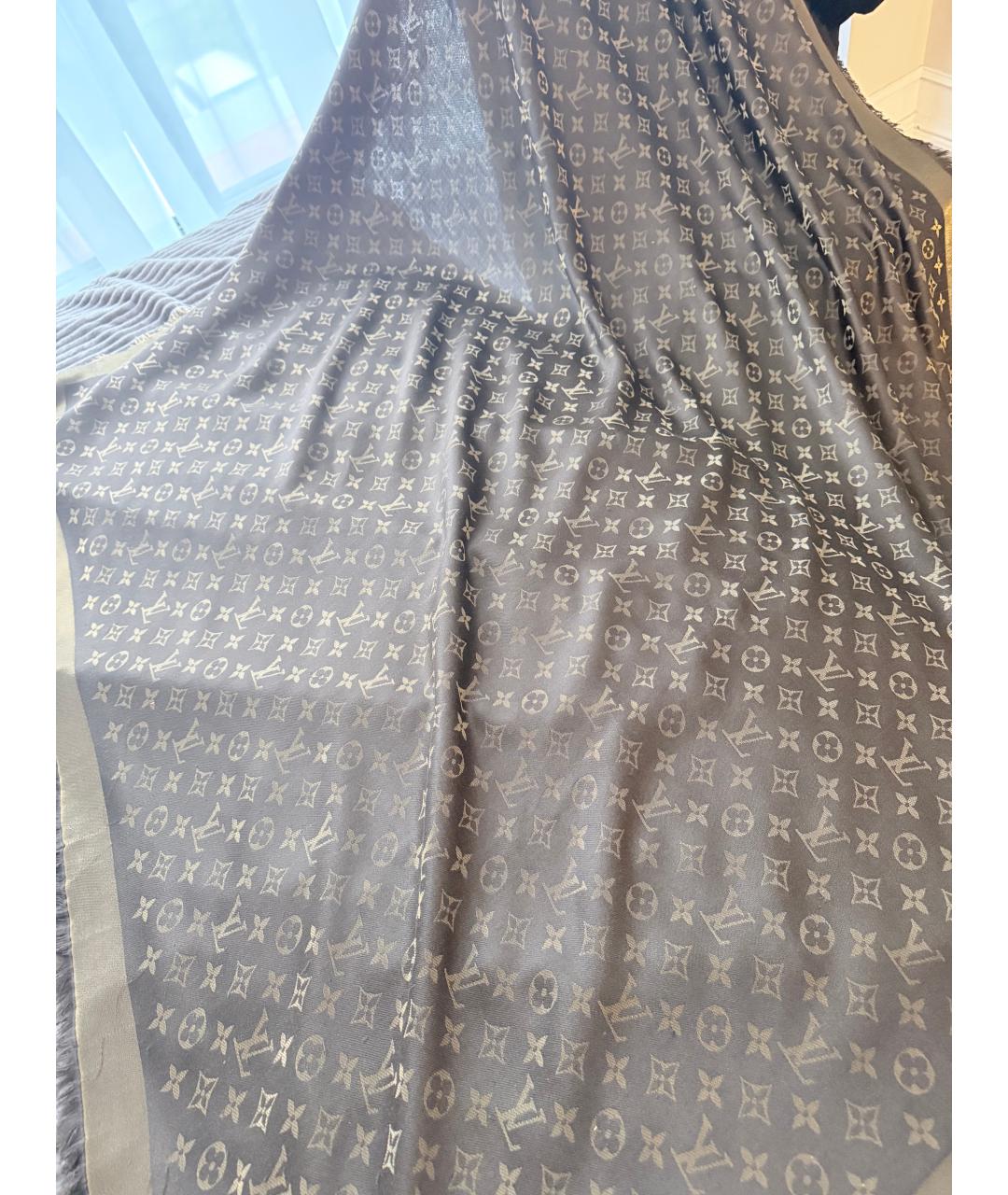 LOUIS VUITTON Коричневый шелковый платок, фото 4