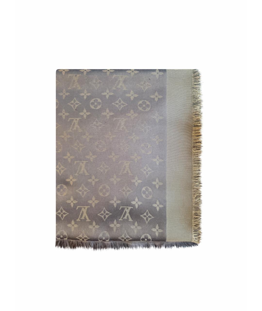 LOUIS VUITTON Коричневый шелковый платок, фото 1