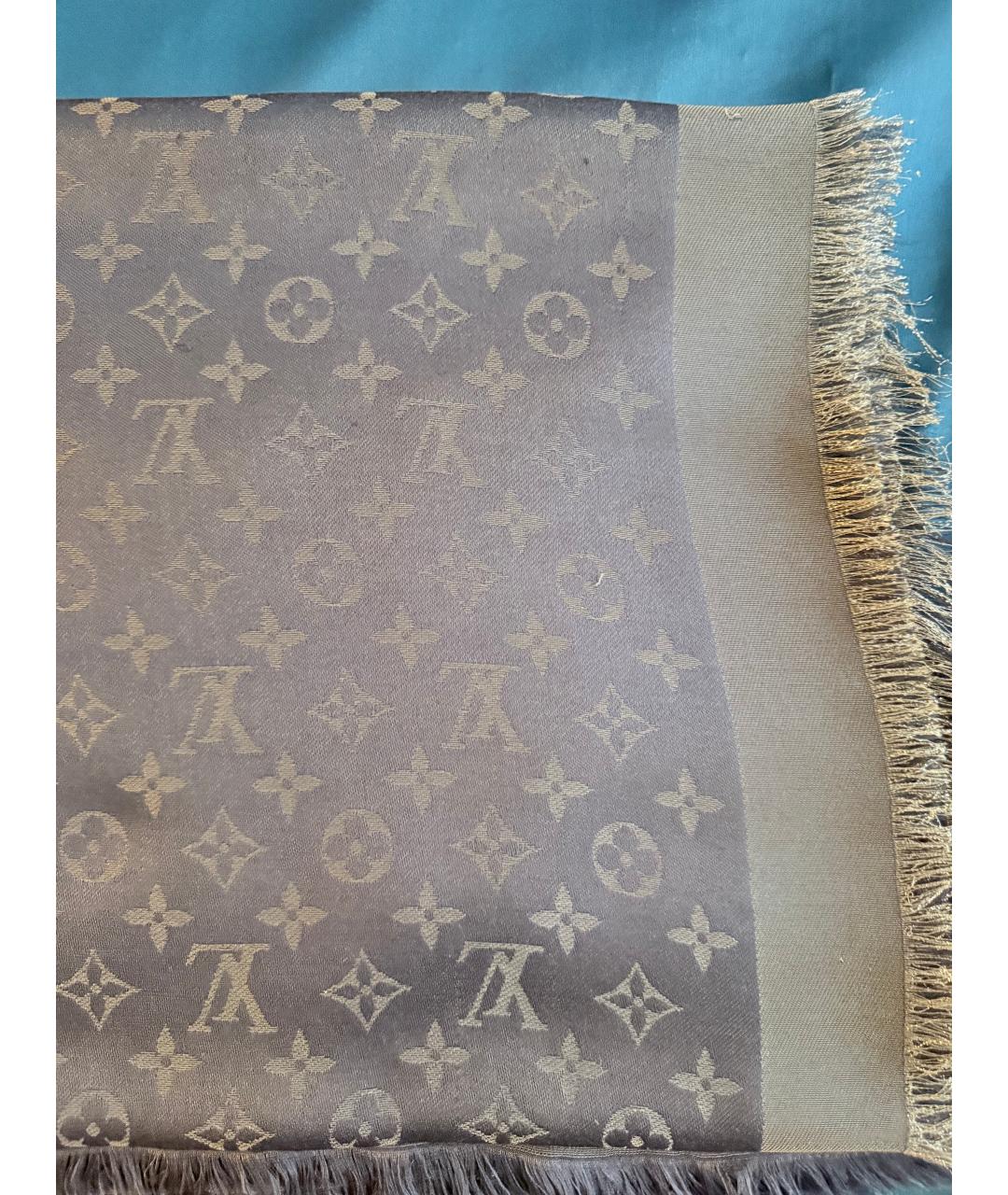LOUIS VUITTON Коричневый шелковый платок, фото 8