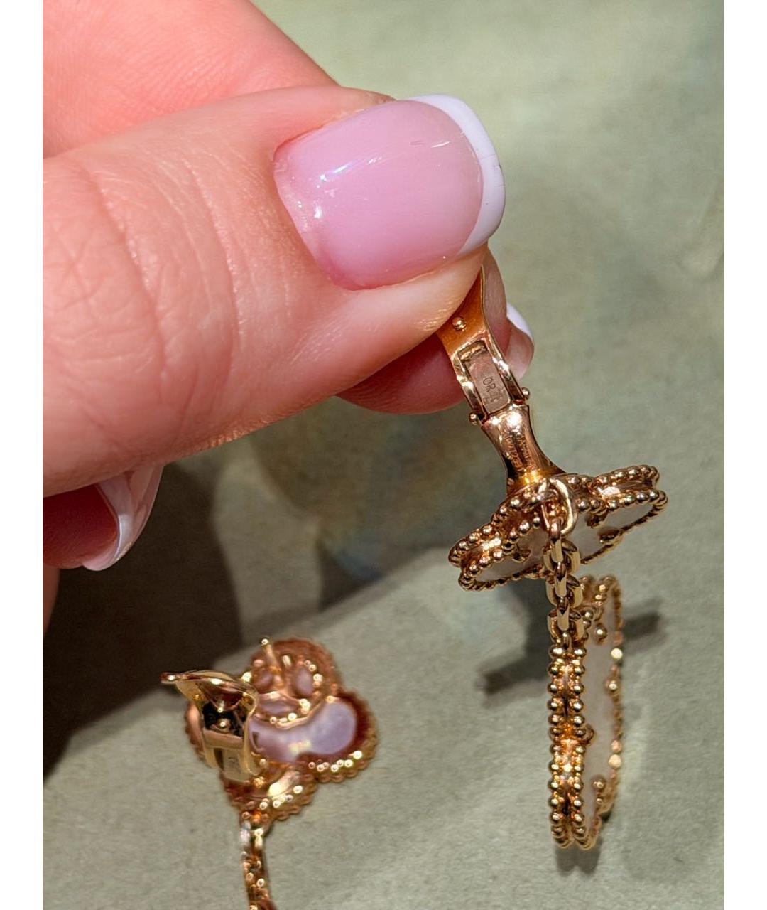 VAN CLEEF & ARPELS Белые серьги из желтого золота, фото 4