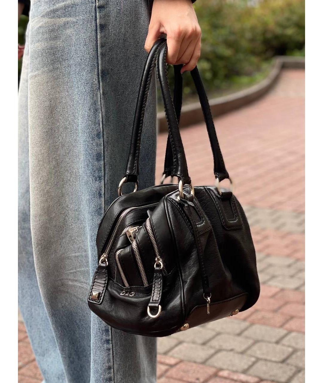 DOLCE&GABBANA Черная кожаная сумка с короткими ручками, фото 5