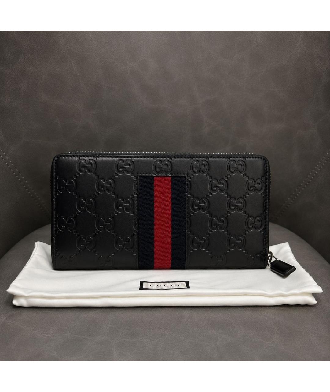 GUCCI Черный кожаный кошелек, фото 4