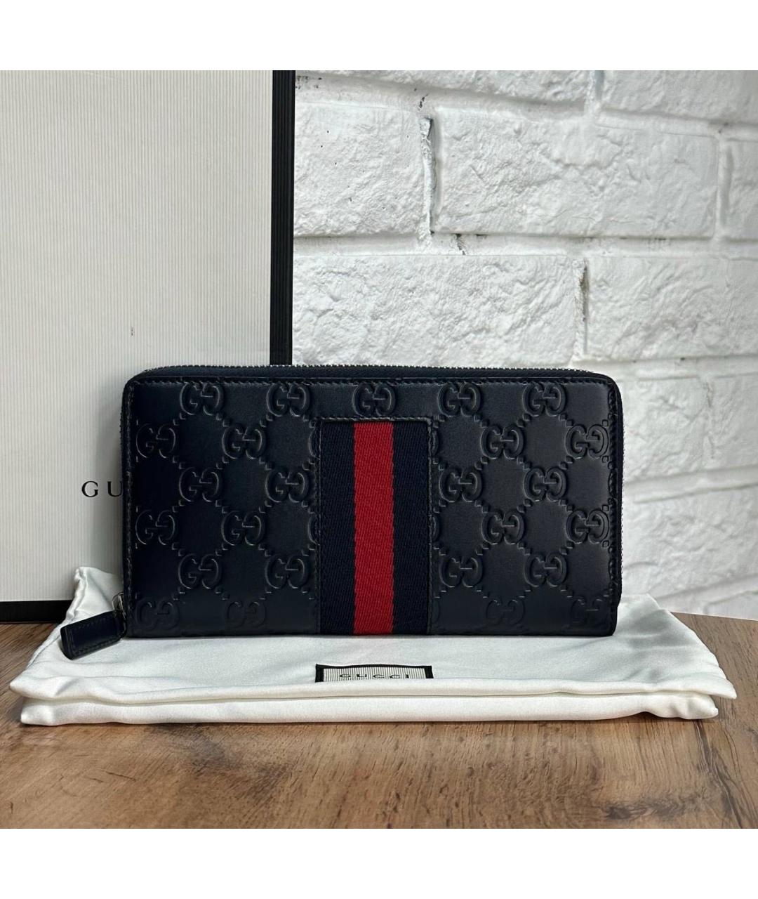 GUCCI Темно-синий кожаный кошелек, фото 3