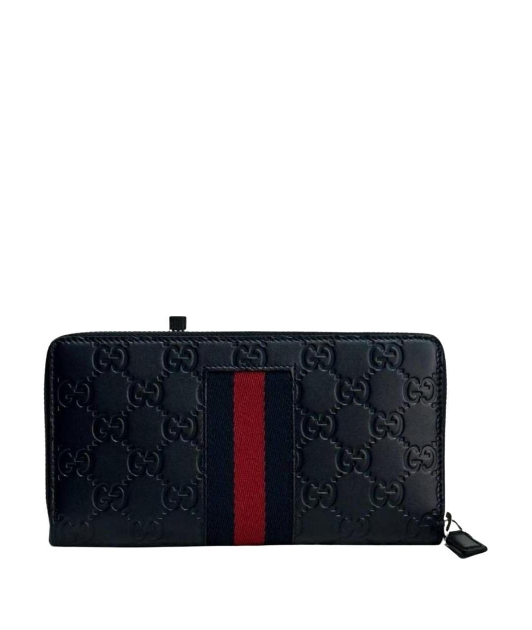 GUCCI Темно-синий кожаный кошелек, фото 1