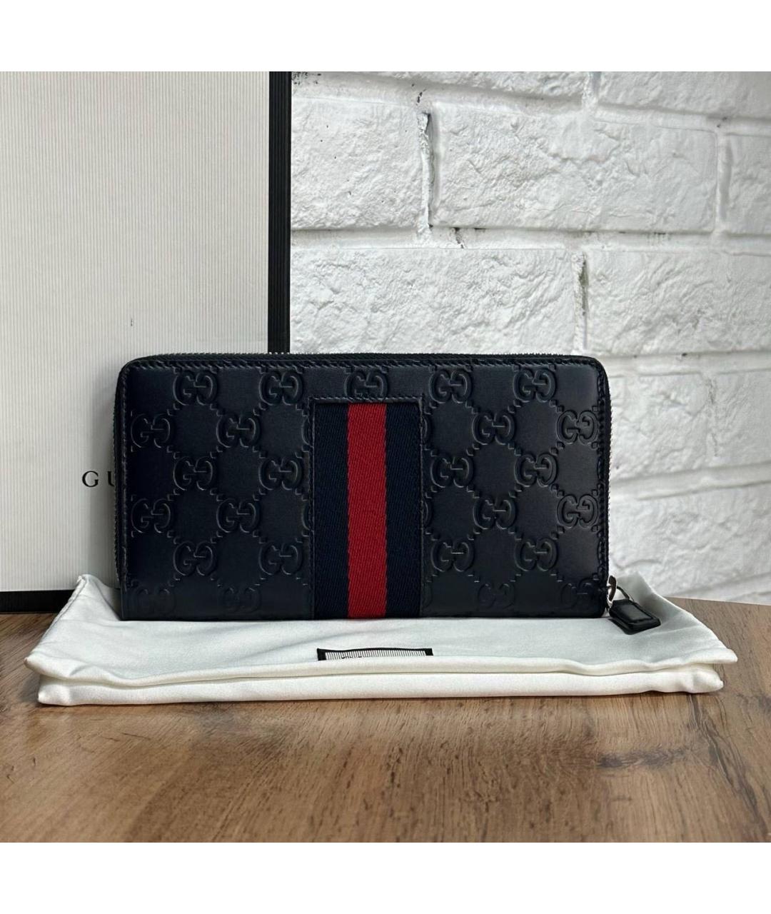 GUCCI Темно-синий кожаный кошелек, фото 4