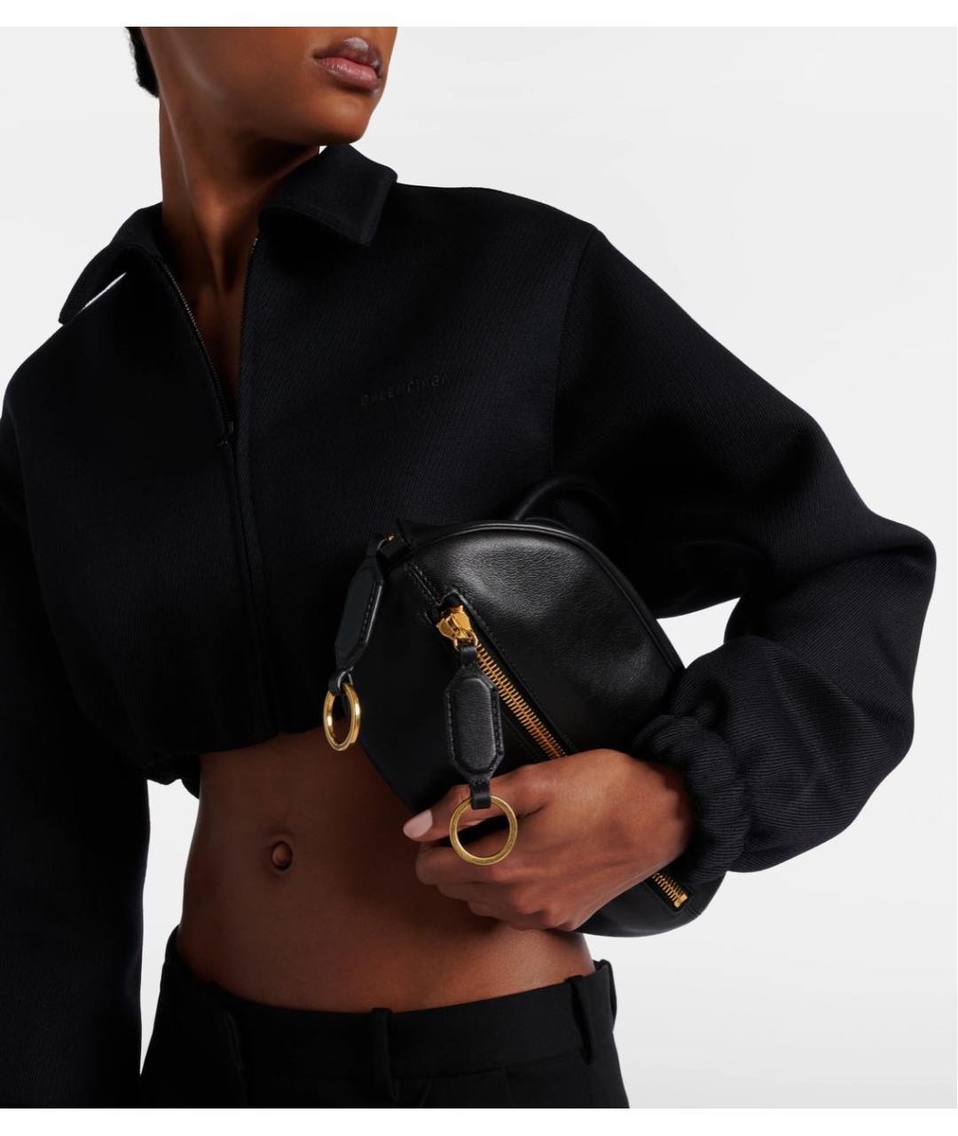 BALENCIAGA Черная кожаная сумка с короткими ручками, фото 6
