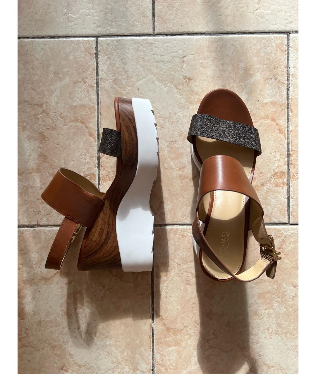 MICHAEL KORS Коричневые кожаные босоножки, фото 4