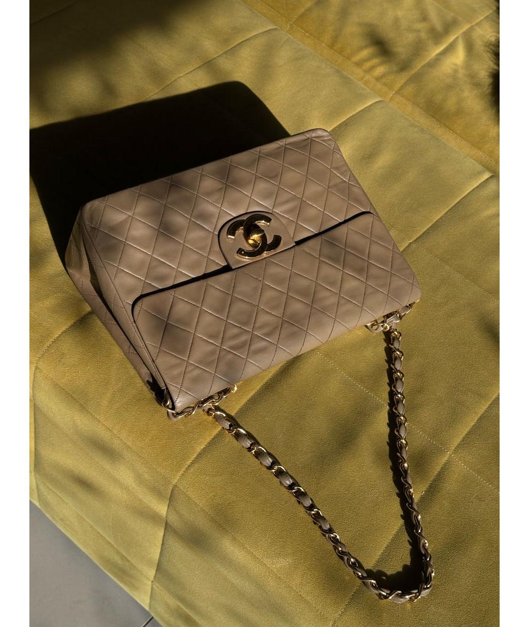 CHANEL Бежевая кожаная сумка через плечо, фото 7