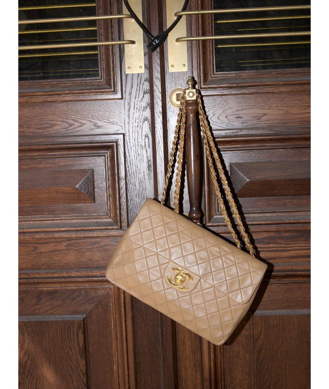 CHANEL Бежевая кожаная сумка через плечо, фото 2