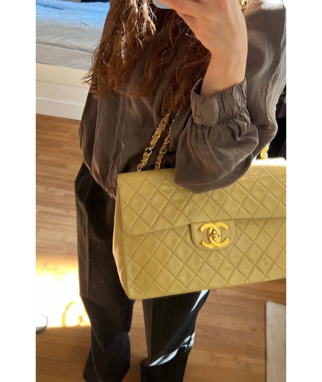 CHANEL Бежевая кожаная сумка через плечо, фото 5